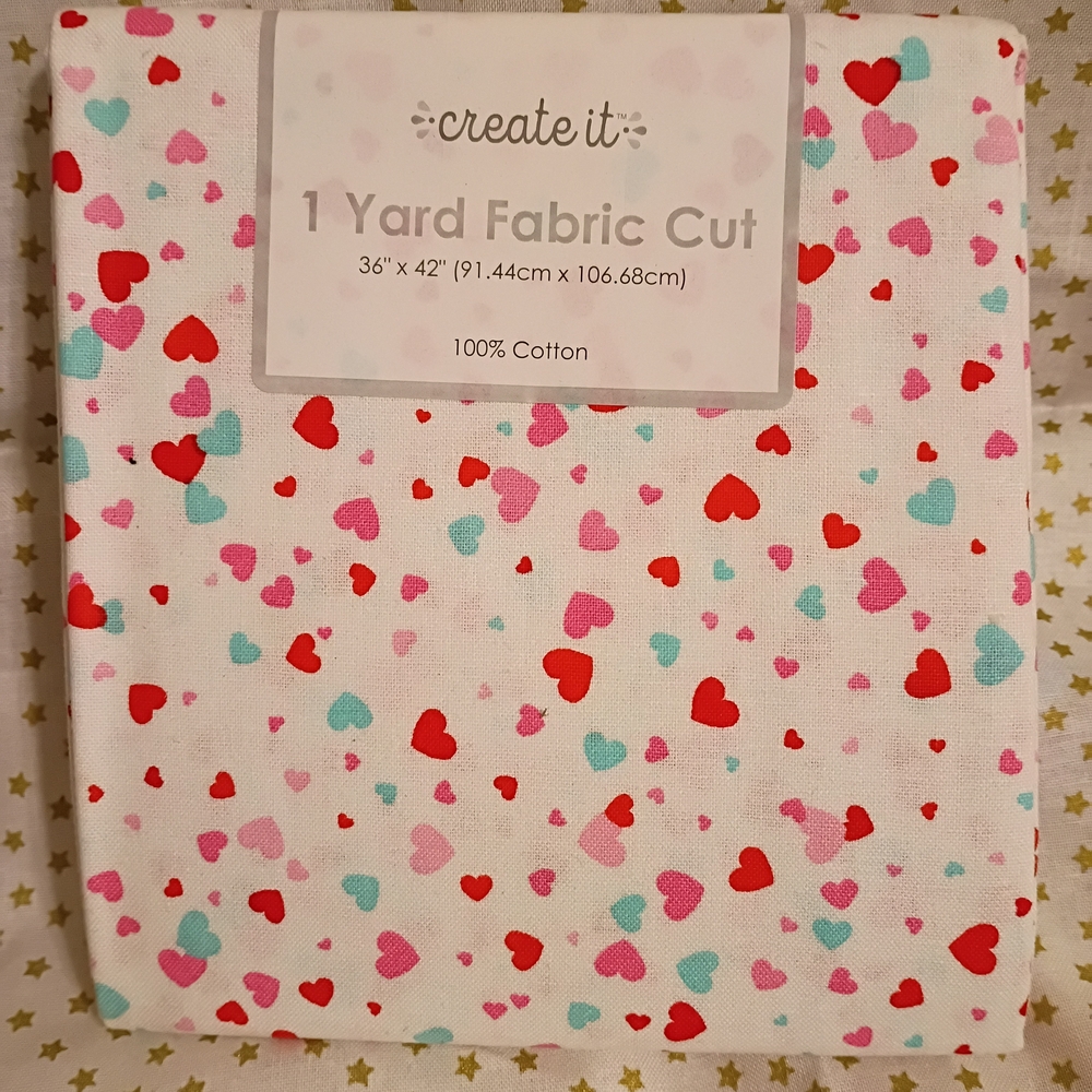 Heart Pattern Fabric Cut - Red, Pink, Blue